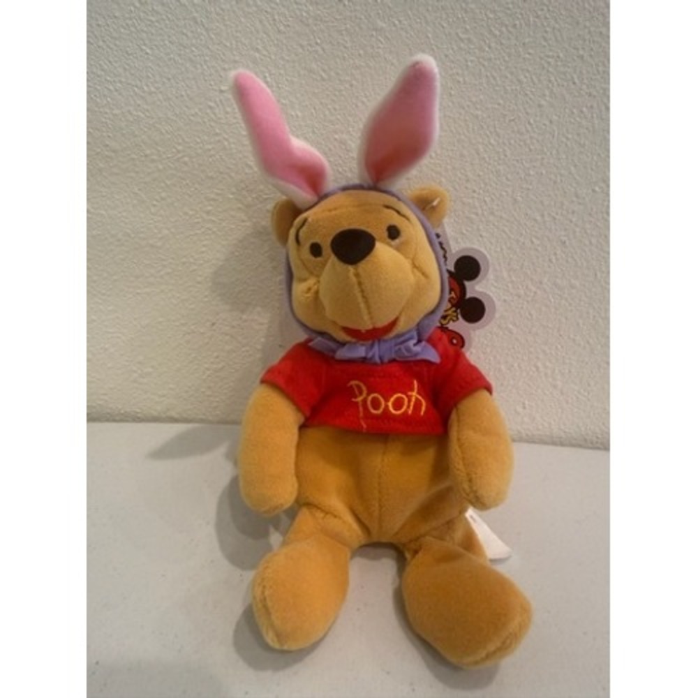 Disney Mouseketoys Winnie the Pooh Easter Bunny Mini Bean Bag Plush New Tags